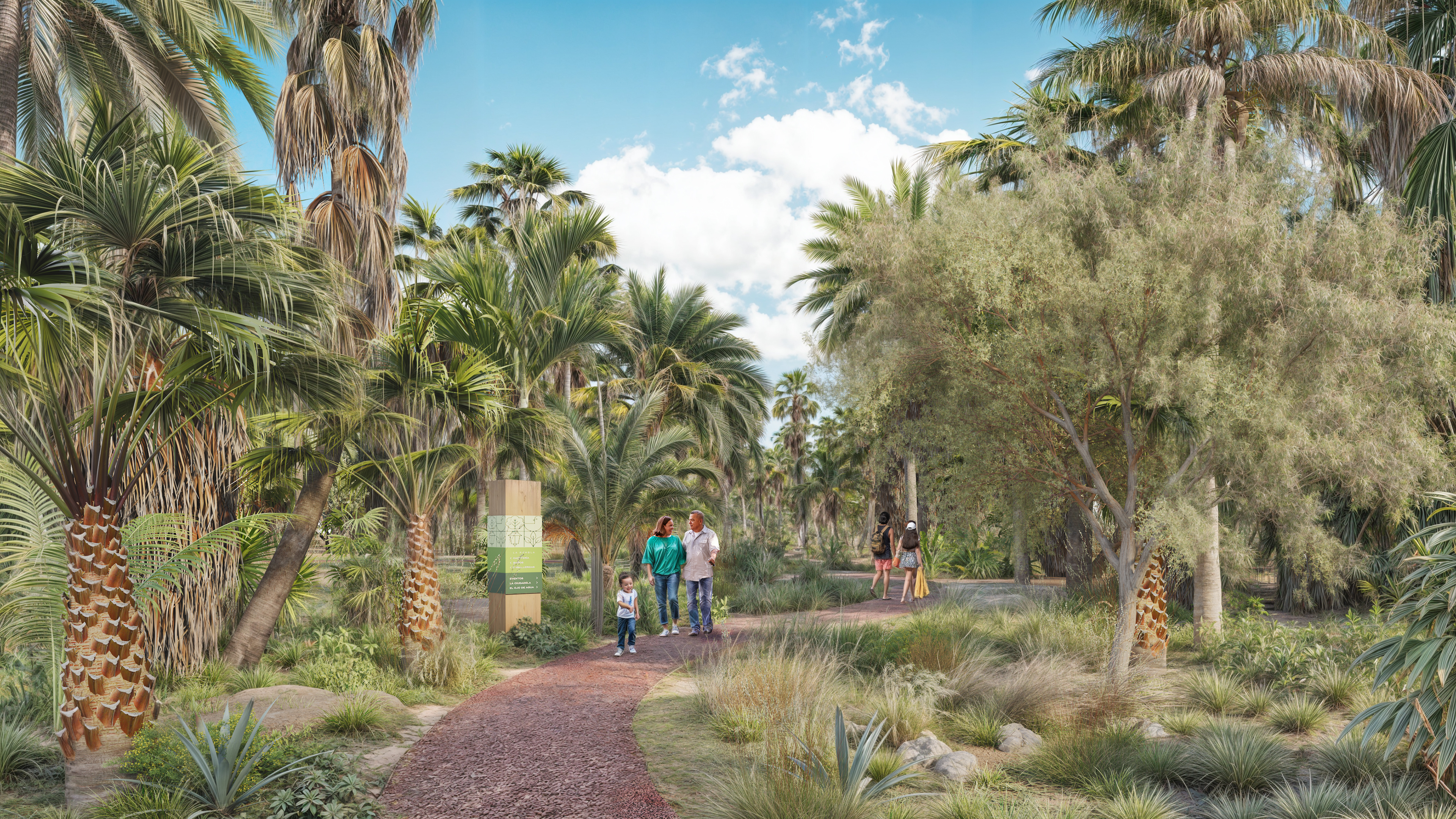 Rendering of pedestrian trail through the restored estuary landscape